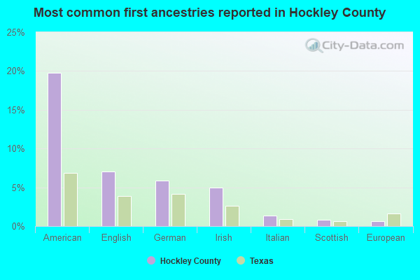 Most common first ancestries reported in Hockley County