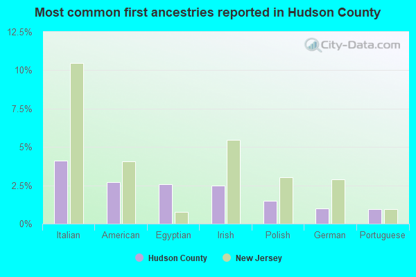 Most common first ancestries reported in Hudson County