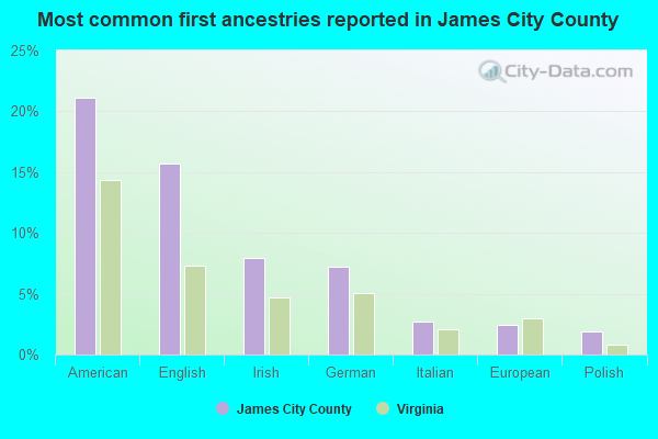 Most common first ancestries reported in James City County