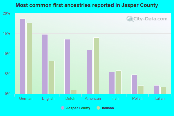 Most common first ancestries reported in Jasper County