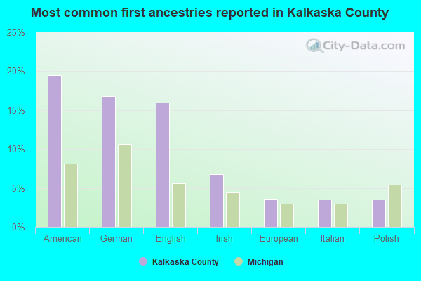 Most common first ancestries reported in Kalkaska County