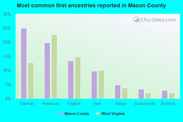 Most common first ancestries reported in Mason County