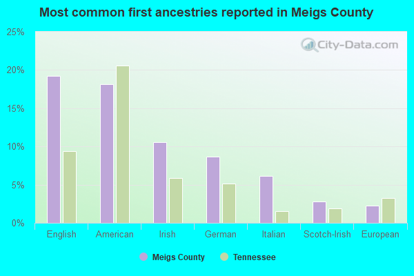 Most common first ancestries reported in Meigs County