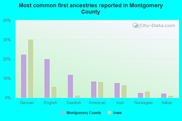 Most common first ancestries reported in Montgomery County