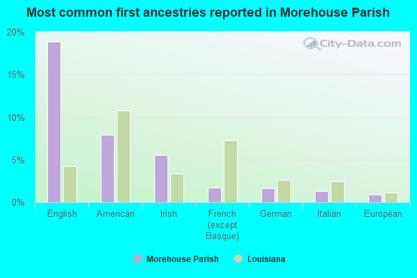 Most common first ancestries reported in Morehouse Parish