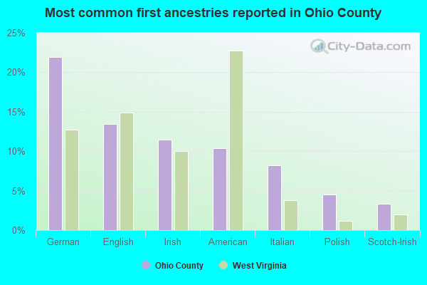 Most common first ancestries reported in Ohio County