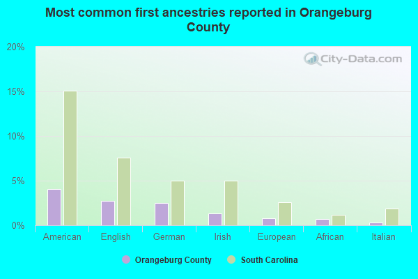 Most common first ancestries reported in Orangeburg County
