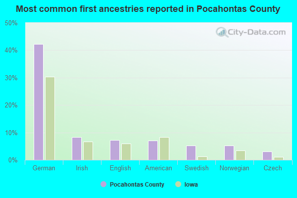 Most common first ancestries reported in Pocahontas County