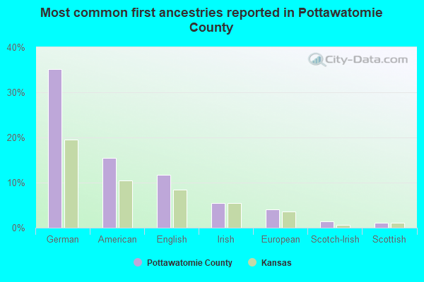 Most common first ancestries reported in Pottawatomie County