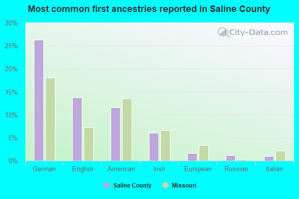 Most common first ancestries reported in Saline County