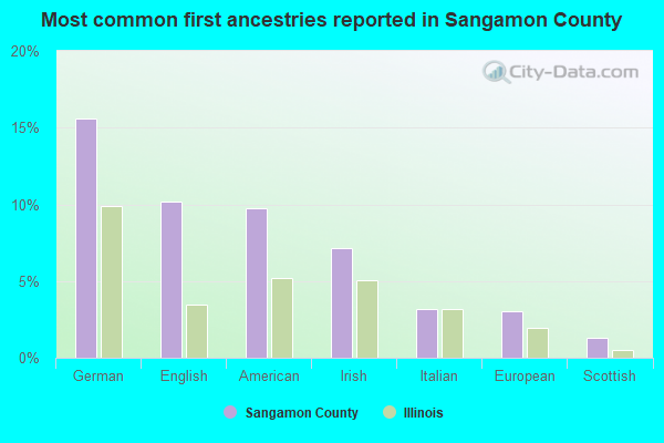 Most common first ancestries reported in Sangamon County