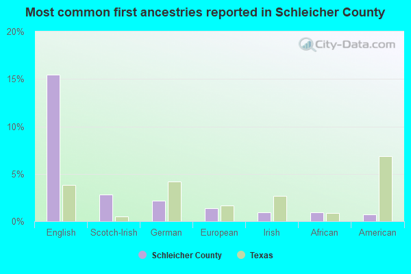 Most common first ancestries reported in Schleicher County