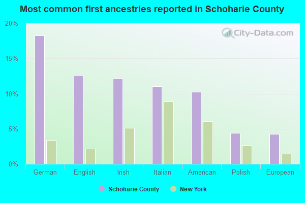 Most common first ancestries reported in Schoharie County