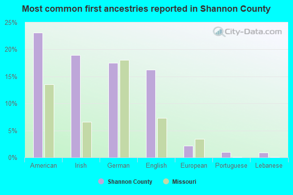Most common first ancestries reported in Shannon County