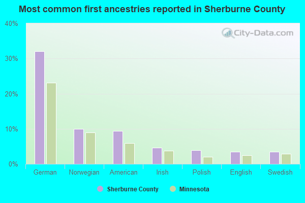 Most common first ancestries reported in Sherburne County