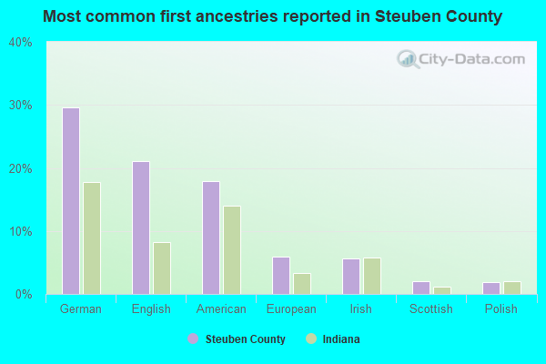 Most common first ancestries reported in Steuben County