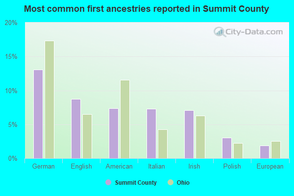 Most common first ancestries reported in Summit County