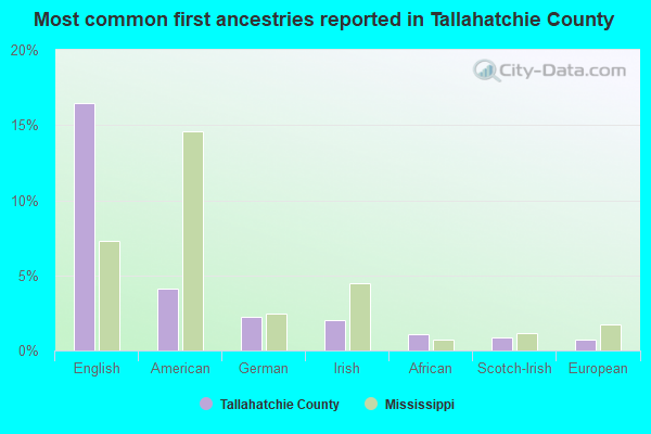 Most common first ancestries reported in Tallahatchie County