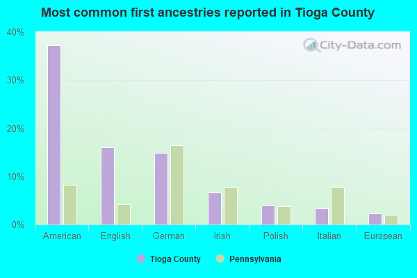 Most common first ancestries reported in Tioga County
