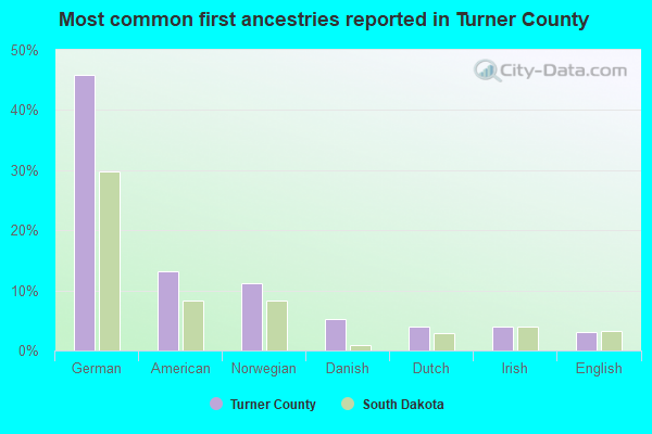 Most common first ancestries reported in Turner County
