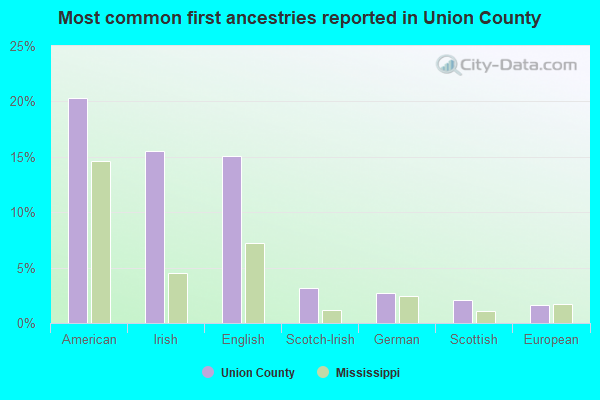 Most common first ancestries reported in Union County