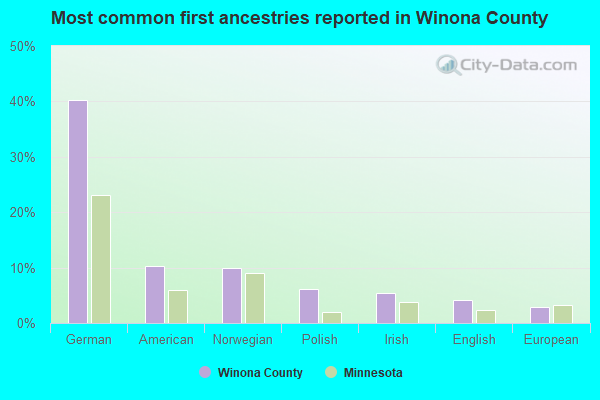 Most common first ancestries reported in Winona County