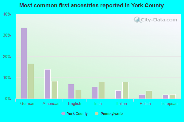 Most common first ancestries reported in York County