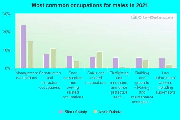 Most common occupations for males in 2022