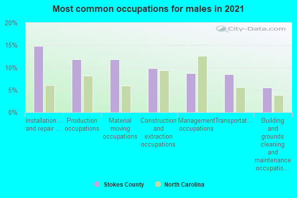 Most common occupations for males in 2022