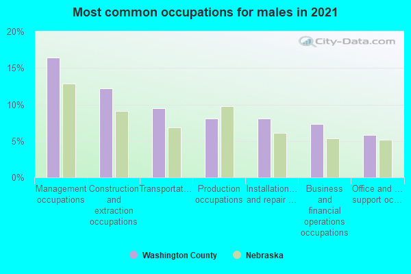 Most common occupations for males in 2021