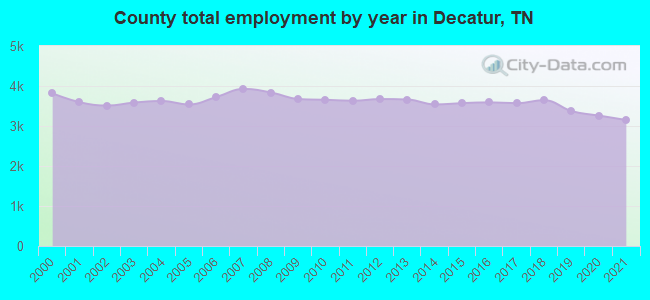County total employment by year in Decatur, TN