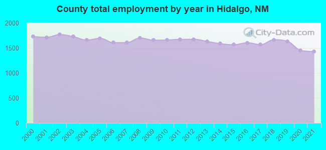 County total employment by year in Hidalgo, NM