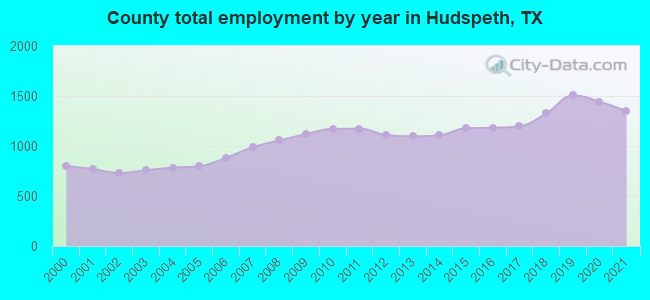 County total employment by year in Hudspeth, TX