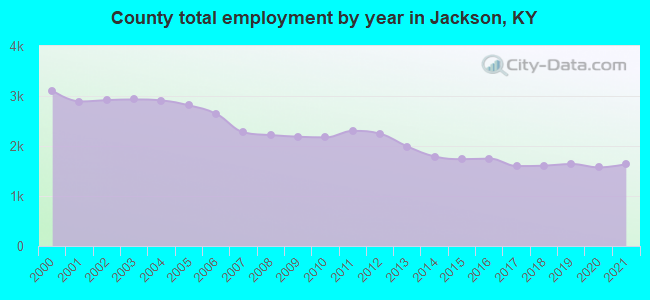 County total employment by year in Jackson, KY