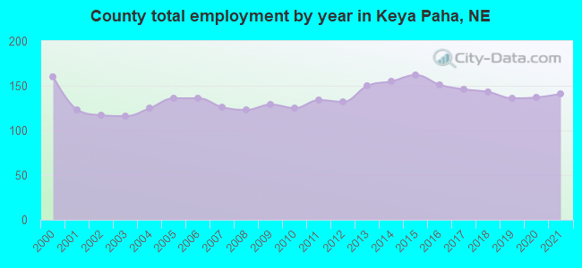 County total employment by year in Keya Paha, NE
