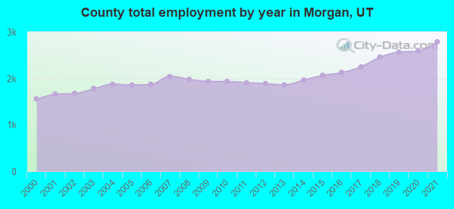 County total employment by year in Morgan, UT
