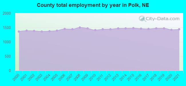 County total employment by year in Polk, NE