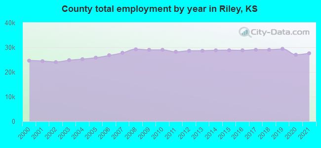 County total employment by year in Riley, KS