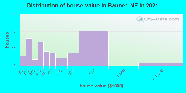 Distribution of house value in Banner, NE in 2019