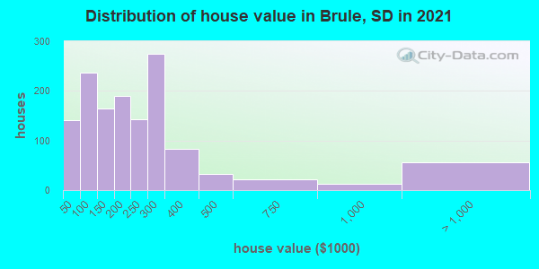 Distribution of house value in Brule, SD in 2022