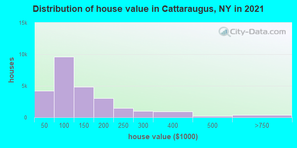 Distribution of house value in Cattaraugus, NY in 2019