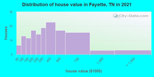 Distribution of house value in Fayette, TN in 2019