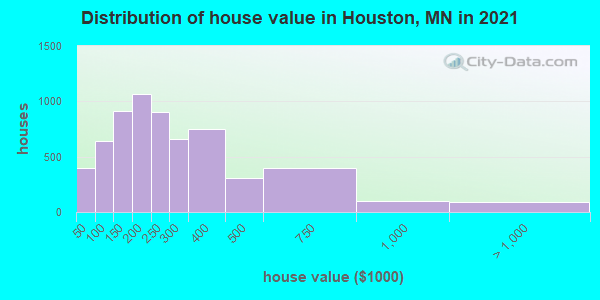 Distribution of house value in Houston, MN in 2019