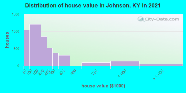 Distribution of house value in Johnson, KY in 2022