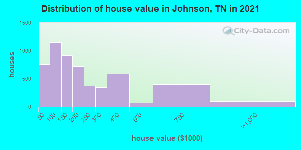 Distribution of house value in Johnson, TN in 2022