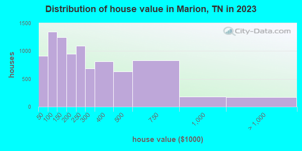 Distribution of house value in Marion, TN in 2021