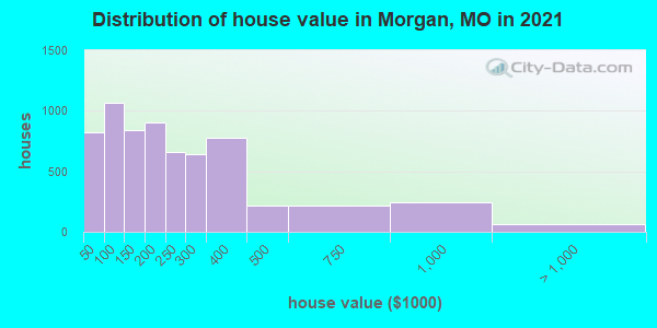 Distribution of house value in Morgan, MO in 2019