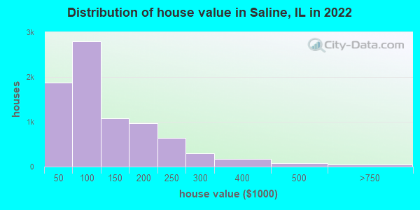 Distribution of house value in Saline, IL in 2019