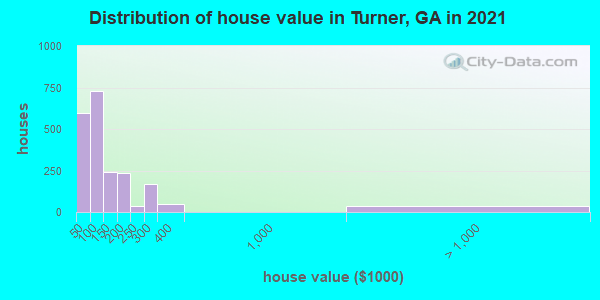 Distribution of house value in Turner, GA in 2022