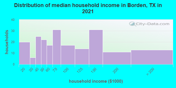 Distribution of median household income in Borden, TX in 2019